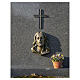 Bronzed Christ face plaque for outdoor use, 10x8x4 cm s2