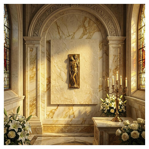 Bronze-finish Wall Plaque Pieta, 50x15 cm 3