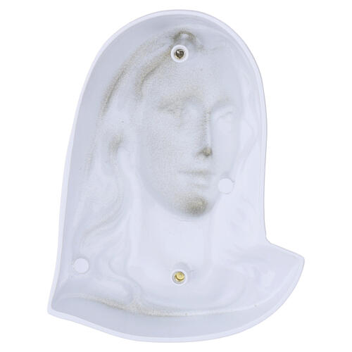 Classic White Enamel Virgin Mary Face Outdoor Plaque 3