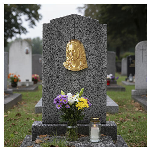 Golden Virgin face plaque for outdoor, left-facing glance 2