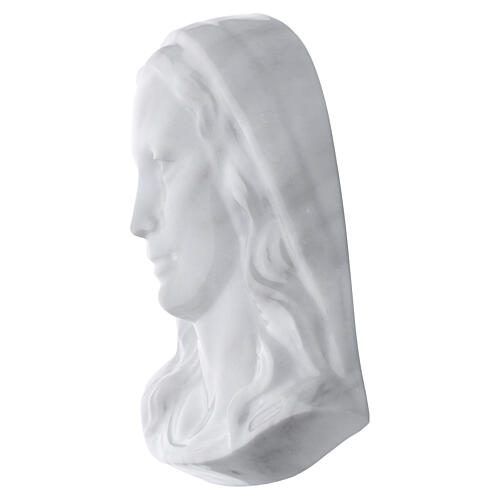 Outdoor wall plaque with face of Our Lady, Carrara marble finish, for tombstones 3