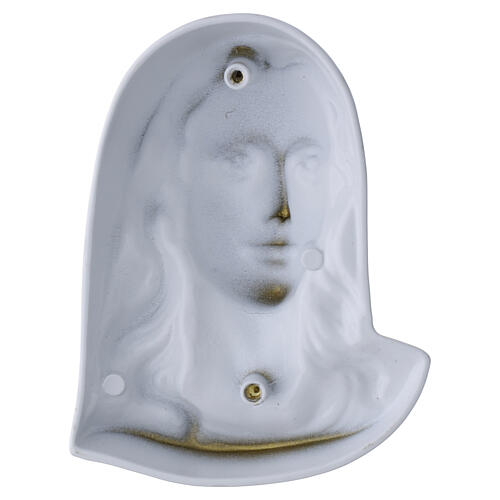 Outdoor wall plaque with face of Our Lady, Carrara marble finish, for tombstones 4