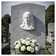 Outdoor wall plaque with face of Our Lady, Carrara marble finish, for tombstones s2