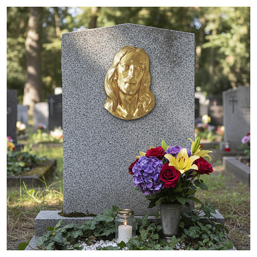 Golden Jesus' face plaque for outdoor use, 7x5 in 2