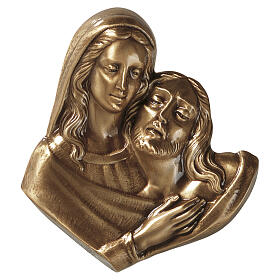 Polished bronze Pietà plaque for outdoor