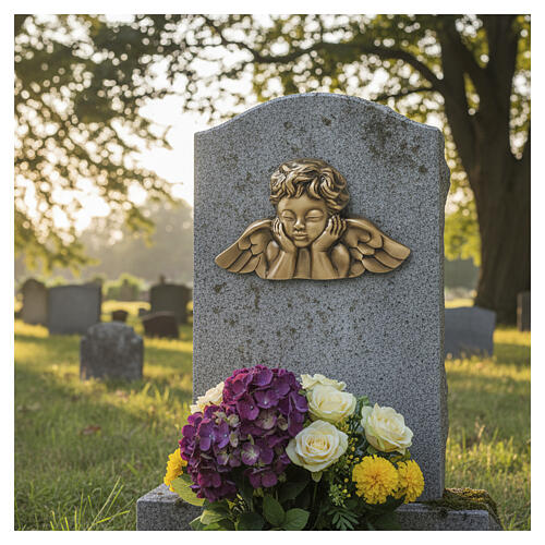 Bronzed Sleeping Angel Plaque for Outdoor Use 2