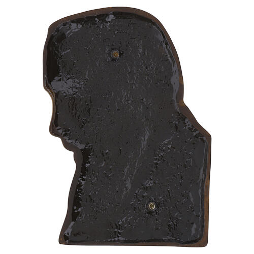 Bronzed outdoor plaque St. Pio face profile, 10x6 in 3
