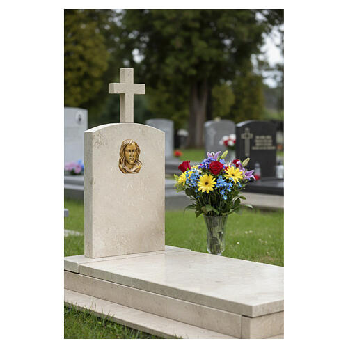 Placa rosto de Jesus em bronze para exterior 11x8 cm 2