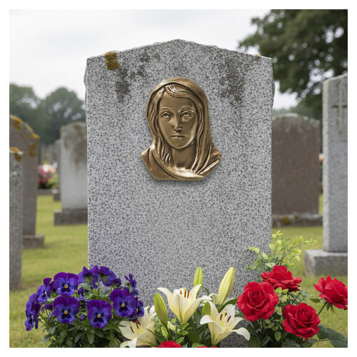 Plaque Madonna's face with bronze veil for outdoor use, 4x3 in 2