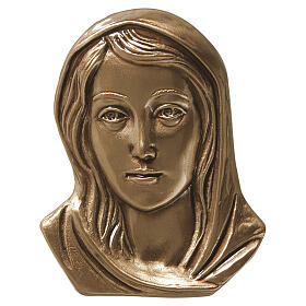Tablica ścienna z wizerunkiem twarzy Matki Bożej w welonie – brązowana, do użytku zewnętrznego, 11 × 8 cm