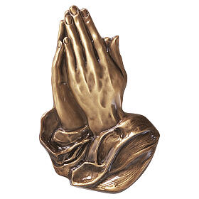 Clasped hands bronze plaque for outdoor use