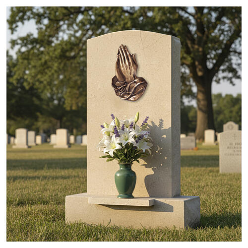 Clasped hands bronze plaque for outdoor use 2
