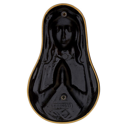 Placa funerária Nossa Senhora mãos juntas para parede, acabamento bronze 4