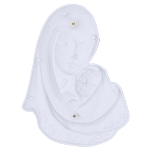Plaque murale Vierge à l'Enfant en émail blanc pour extérieur 18x13 cm 3