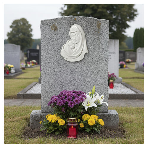 Virgin Mary with Child white enamel wall plaque for outdoor use 18x13 cm 2