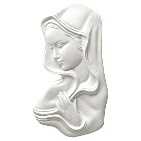 Plaque Virgin Mary in profile white enamel for outdoor 20x10 cm