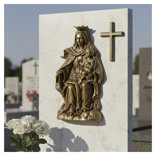 Placa funeraria Virgen del Carmen en trono de pared 22,5 cm 2