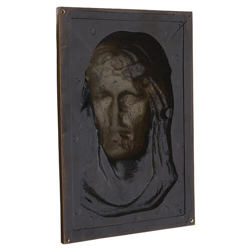 Placa rostro Jesús corona espinas sobre fondo bronceado 35x25 cm 5