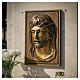 Placa rostro Jesús corona espinas sobre fondo bronceado 35x25 cm s2