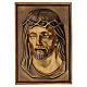 Bronzed grave plaque of Jesus' face with crown of thorns, 35x25 cm s1