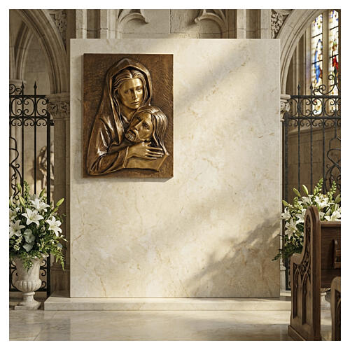 Pietà bronze-finish wall plaque, bas‑relief, 16x12 in 4