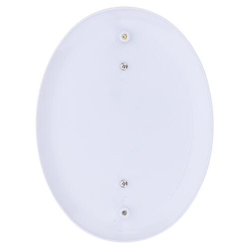 Oval white plaque with golden face of Our Lady, 7x5 in, for outdoor use 3