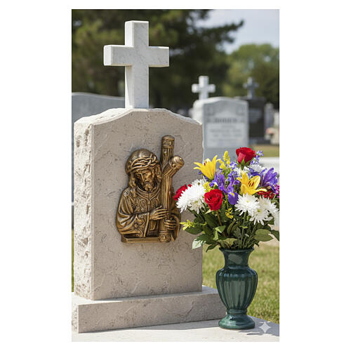 Plaque Christ the Nazarene on relief bronzed base for outdoor use 35x23x8 cm 2