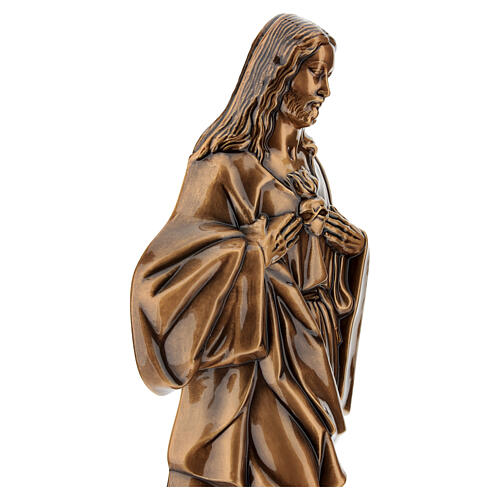 Bronzed Sacred Heart of Jesus plaque for outdoor relief, 15 in 7