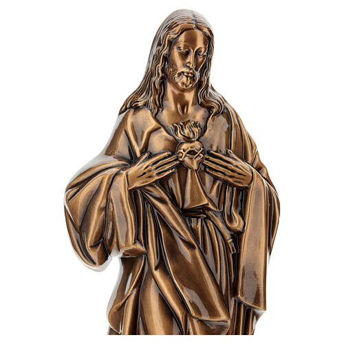 Placa Sagrado Coração de Jesus bronzeada para exterior em alto-relevo 38 cm 3
