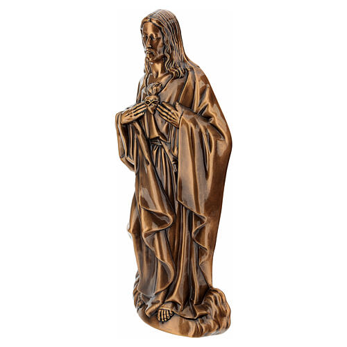 Placa Sagrado Coração de Jesus bronzeada para exterior em alto-relevo 38 cm 4