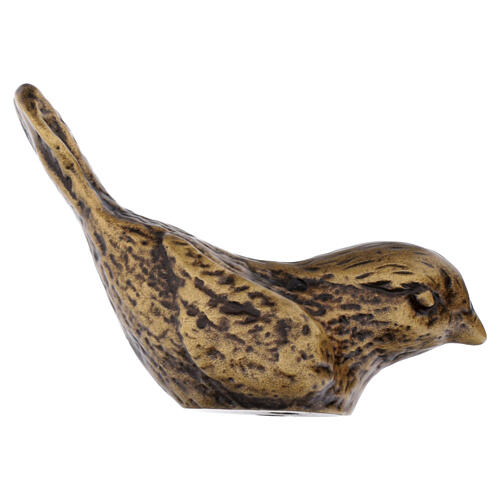 Funerary sparrow statue in bronze, ground-mounted, 3 in 5