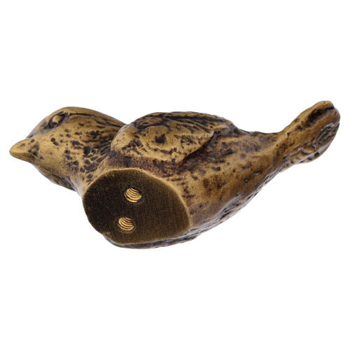 Funerary sparrow statue in bronze, ground-mounted, 3 in 6