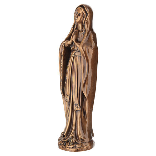 Our Lady of Lourdes ground-mounted statue, 16 in, bronze finish 3