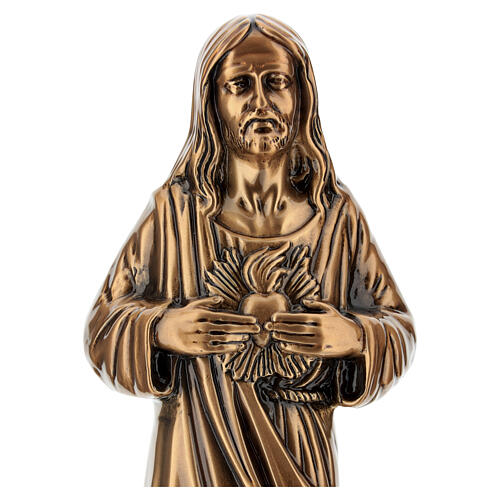 Estatua Jesús Sagrado Corazón bronceada para exterior 40 cm 3