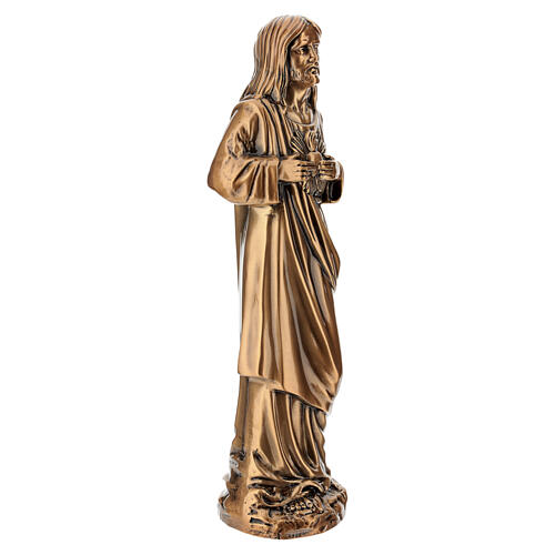 Estatua Jesús Sagrado Corazón bronceada para exterior 40 cm 6