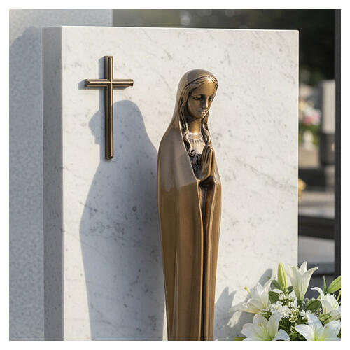 Madona funerária de parede em acabamento bronze 40 cm 4
