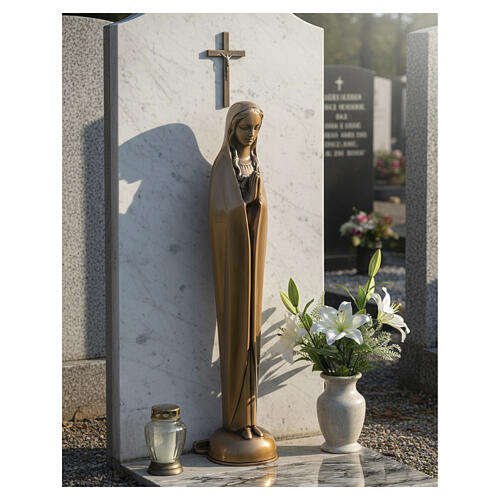 Funerary Wall Virgin Mary in Bronze Finish, 40 cm 2