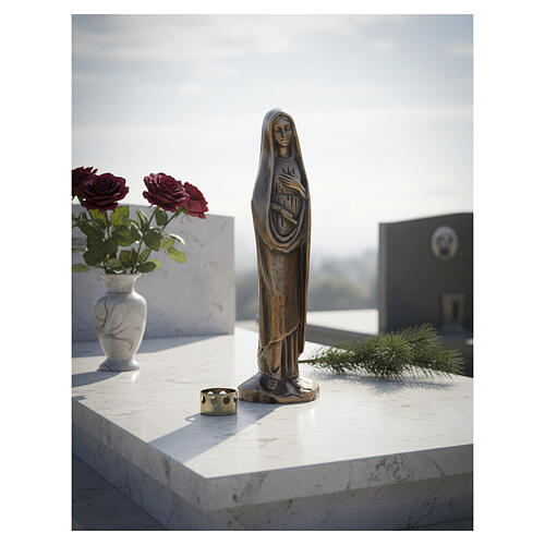 Statue of Our Lady with veil, glossy bronze for outdoor use 2