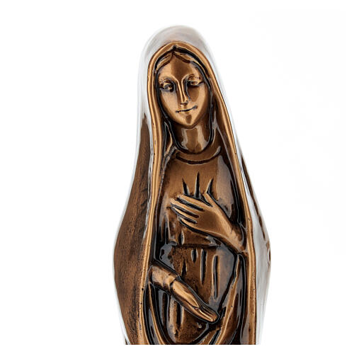 Estatua Virgen con velo bronce brillante para exterior 3