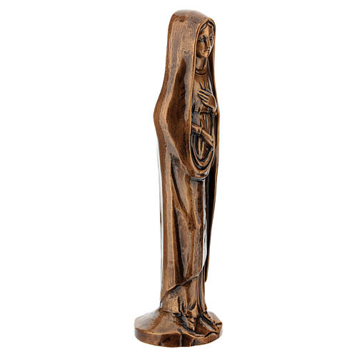 Veiled Virgin Mary statue in polished bronze for outdoors 6