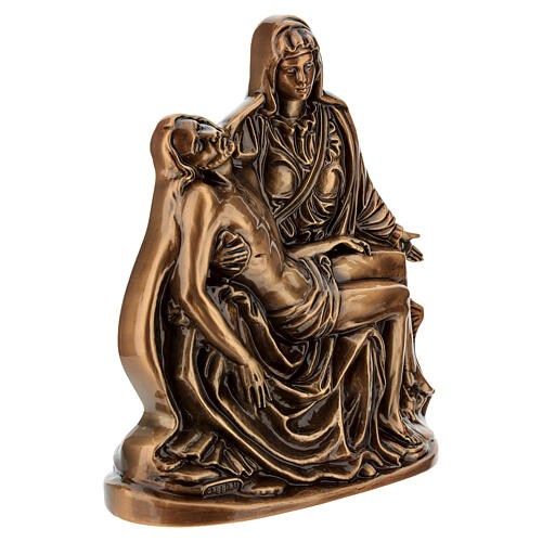 Bronzed Michelangelo's Pietà statue with base, 7.5x6x3 in, for outdoor use 5