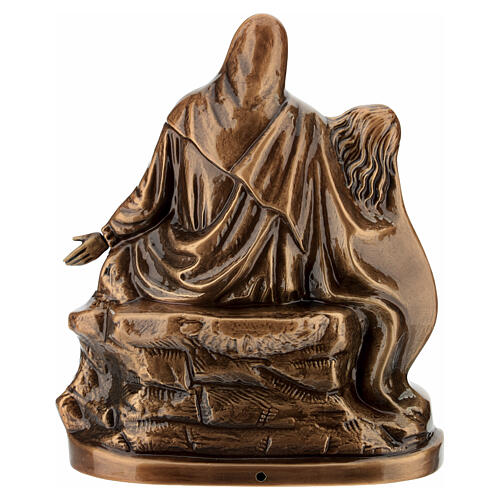 Estatua Piedad estilo Miguel Ángel bronceada sobre base 19x16x8 cm para exterior 7