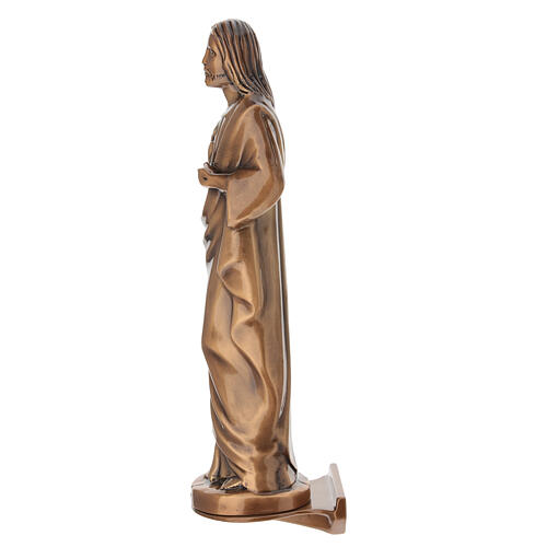 Figura Najświętszego Serca Jezusa z podstawą - na ścianę, na zewnątrz, 28 cm, brązowana 5