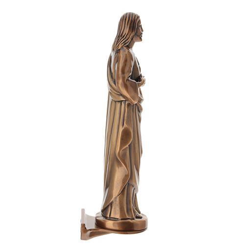 Figura Najświętszego Serca Jezusa z podstawą - na ścianę, na zewnątrz, 28 cm, brązowana 7