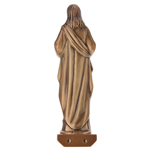 Figura Najświętszego Serca Jezusa z podstawą - na ścianę, na zewnątrz, 28 cm, brązowana 8