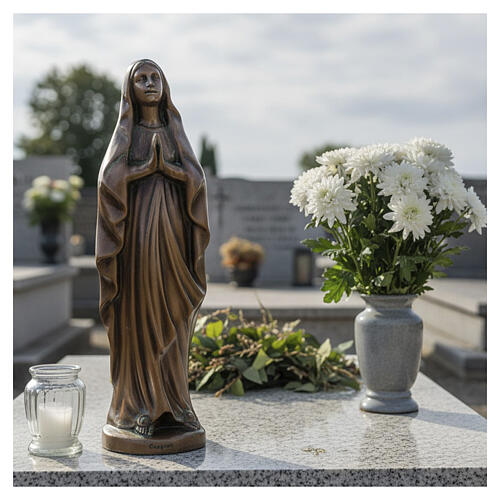 Statue Vierge de Lourdes effet bronze pour extérieur figure entière 4