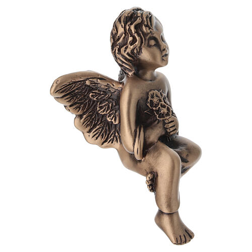 Figurka nagrobna aniołka – brąz odlewany metodą wosku traconego, do montażu do podłoża, 8 × 7,5 cm 3