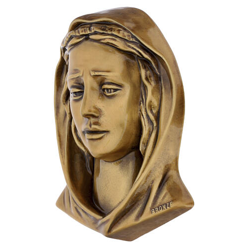 Plaque funéraire Vierge murale 10x8x3,5 cm finition bronze 3