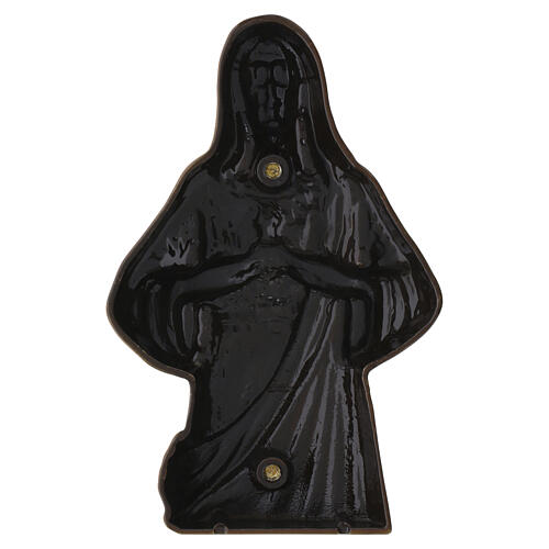 Reliefplakette mit der Halbfigur des Heiligsten Herzens Jesu aus Messing in bronzefarbener Ausführung für den Außenbereich 15x10 cm 3