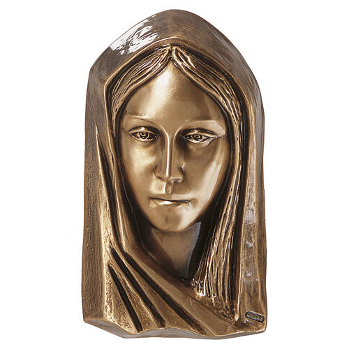 Placa rostro realista de la Madonna para exteriores bronce 20x11x5 cm 1